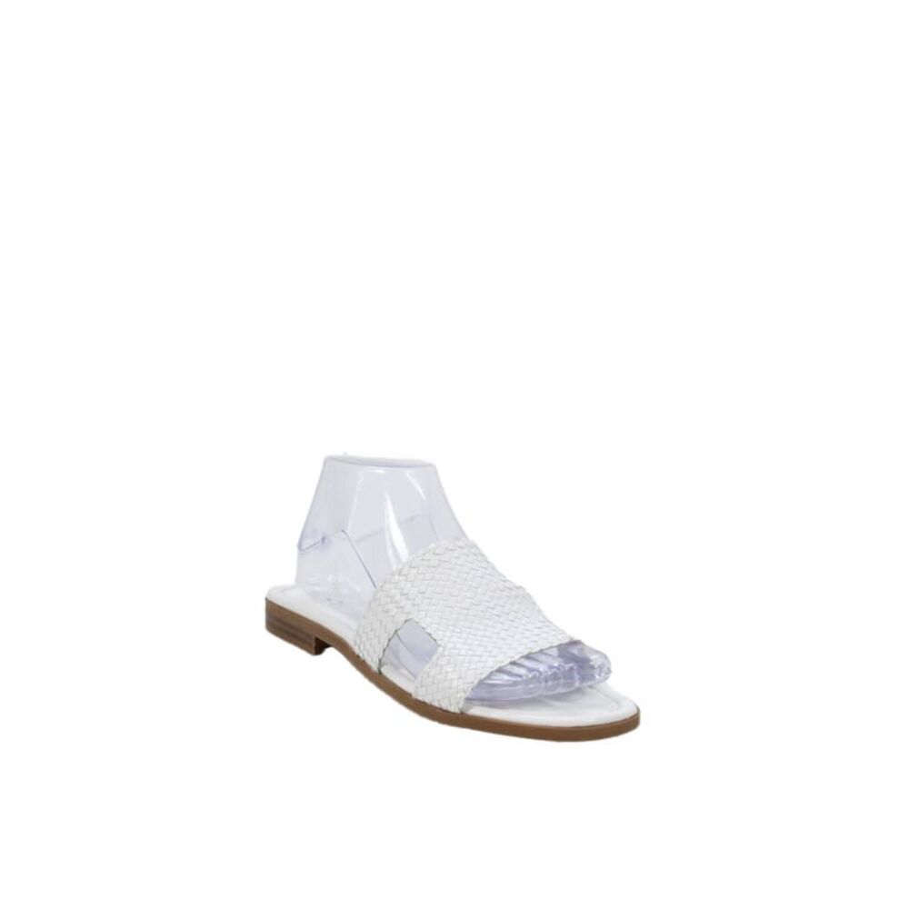 C La Canadienne Womens Leather Woven Slide On Sandals White Size 38 8